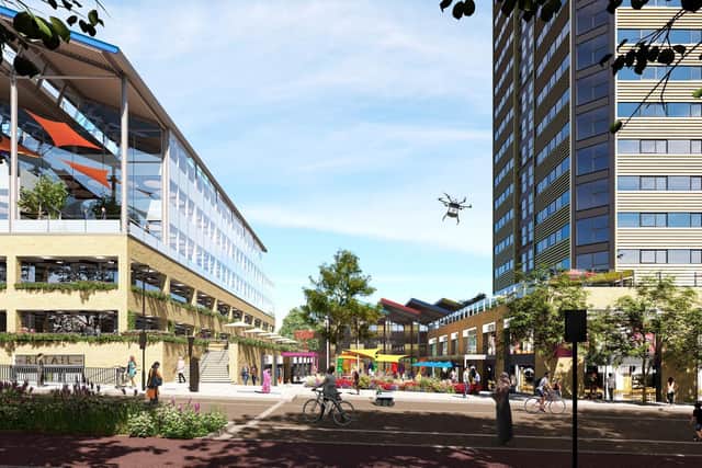 Artists' impression of the new MK Gateway at Saxon Court