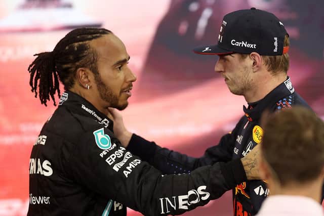 Lewis Hamilton congratulates Verstappen after the race