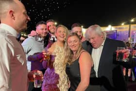 Boris Johnson lookalike aka Drew Galdron, appeared at the Riot Squad, a disposable vape and e-liquid producer, festive bash last night (16/12)