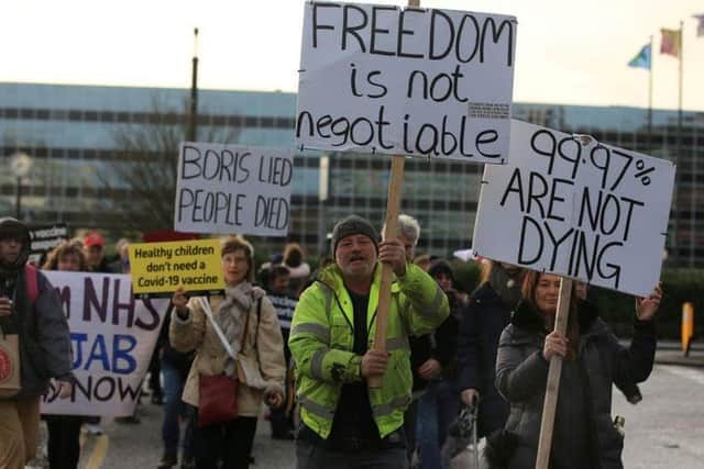 The anti vax protesters stormed into the Central Milton Keynes testing centre