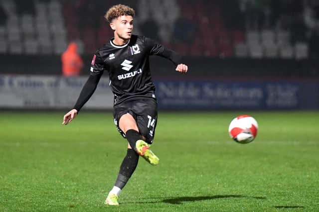 Josh Martin on a rare outing for MK Dons this season