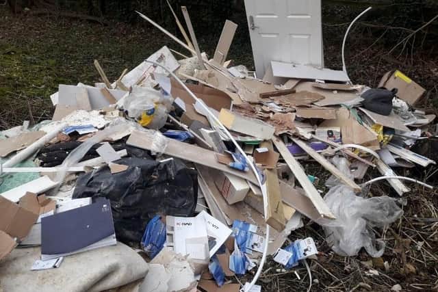 The pile of rubbish dumped at Stony Stratford Nature Reserve
