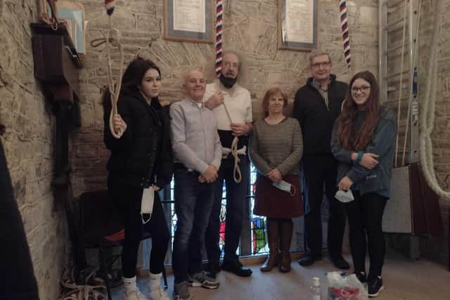 Ringers at St Lawrence Church in Bradwell. From left to right Francesca Sicorello, Brian Fisher, David Joyce, Jenny Brookman, Ian Green and Rose Downard.