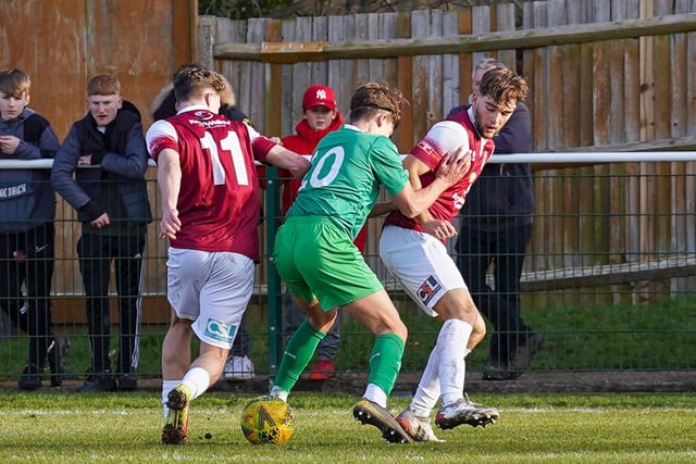 Action from the Rocks' 2-2 Isthmian premier draw at Leatherhead / Pictures: Lyn Phillips and Trevor Staff