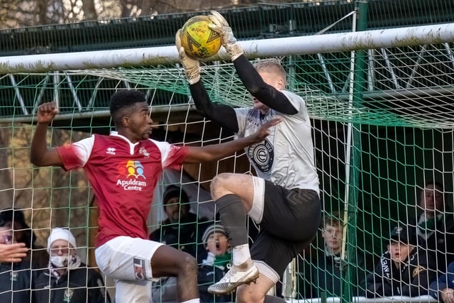 Action from the Rocks' 2-2 Isthmian premier draw at Leatherhead / Pictures: Lyn Phillips and Trevor Staff