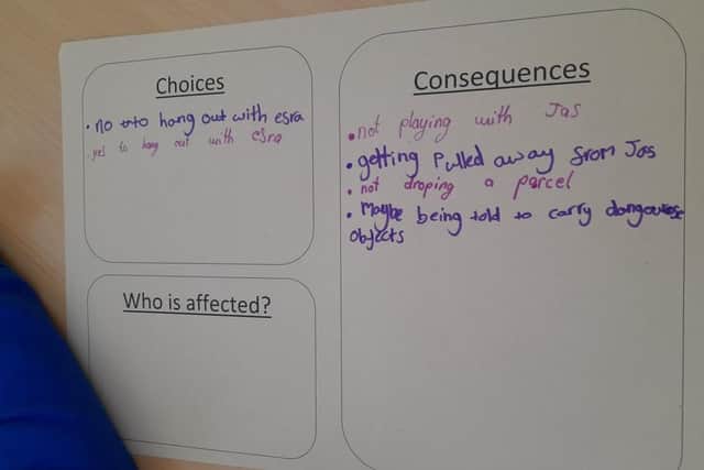 The children learn about consequences and choices.