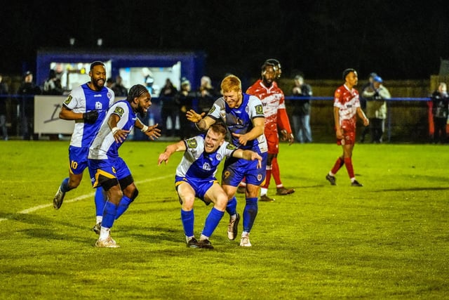 Action and celebrations from Haywards Heath Town's win over Ramsgate in the Isthmian south east division / Picture: Ray Turner