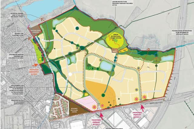 The Tickford Fields Farm site has outline planning permission