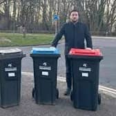 MK Council leader Pete Marland displays how many bins each household will have in MK