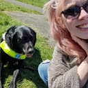 Hannah Burgess with her guide dog in Milton Keynes