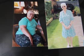 Before and after: Margaret Mitchell is so much healthier and fitter having lost three stones