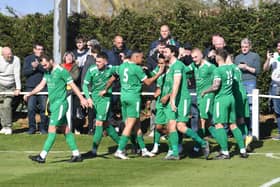 Newport Pagnell Town celebrate Mo Ahmed's opener at Willen Road