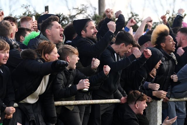 Newport Pagnell Town fans celebrate