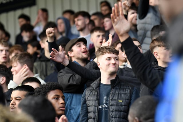 MK Dons fans in the away end at AFC Wimbledon