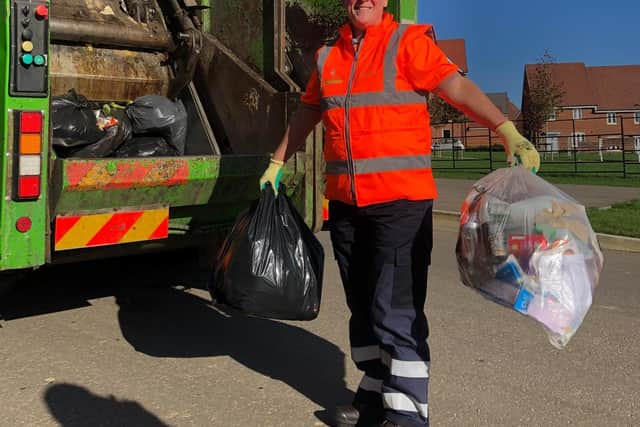 Cllr Emily Darlington helps out with the recycling round in MK
