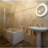 One of three bathrooms at the property