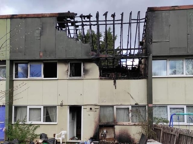 The upstairs burned away and the roof caved in