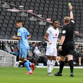 David Kasumu's first booking came in the season opener against Coventry