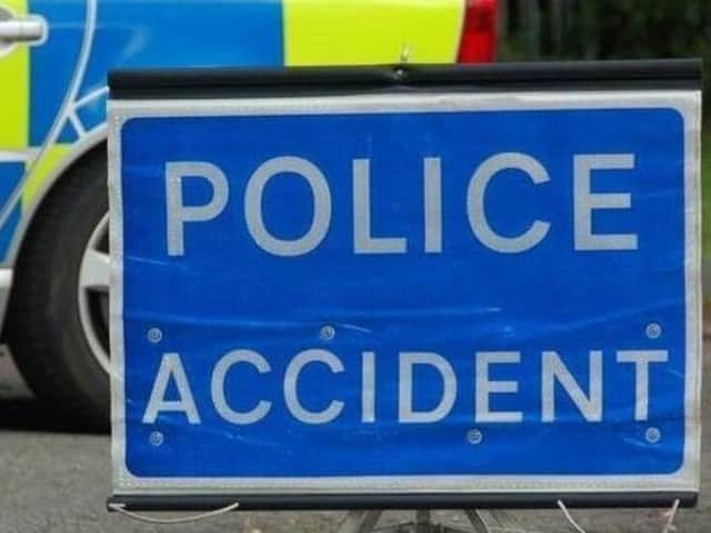 Police are dealing with a four-vehicle pile-up blocking two lanes on the M1