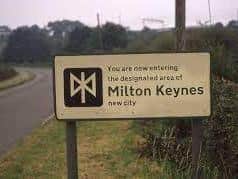 Old signs welcome people to the 'new city' of Milton Keynes. Photo: Living Archive