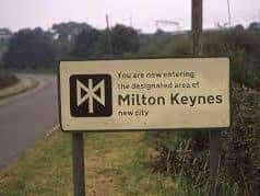 Old signs welcome people to the 'new city' of Milton Keynes. Photo: Living Archive