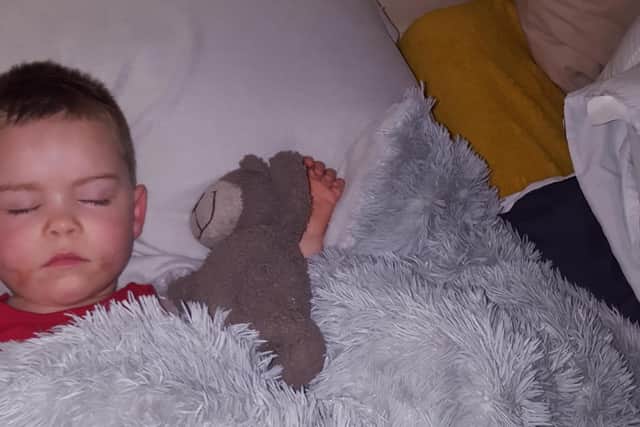 George-Junior can't sleep without Mr Bear