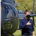 Tom Cruise arrived by helicopter