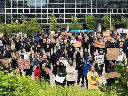 Black Lives Matter protest in Milton Keynes on June 6 2020