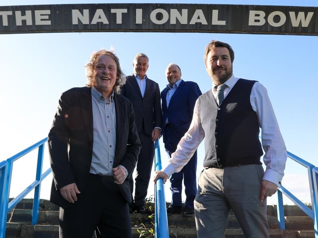 Pete Winkelman with Pete Marland, and Charles Macdonald, Chief Executive of Milton Keynes Development Partnership with John Cove behind.