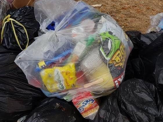 Spot the 'wrong' items in this recycling sack