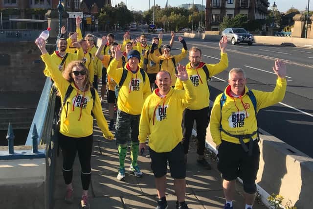 The Big Step group are walking through MK on Saturday on their way from Scotland to Wembley