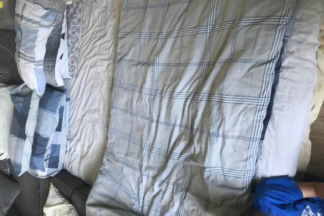 Gemma, her partner and her children are forced to sleep in the living room on a mattress and the sofa