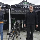 Cllr Jenny Wilson-Marklew  hands over an eBike to MK’s first new loanee, Geof
