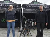 Cllr Jenny Wilson-Marklew  hands over an eBike to MK’s first new loanee, Geof