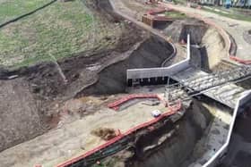 The new roundabout under construction in the first stage of the work