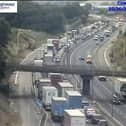 Highways England jamcams showed huge queues on the M1 near Northampton