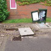 Slabs and bricks were blown into the air