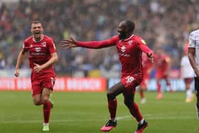 Hiram Boateng celebrates his goal at Bolton