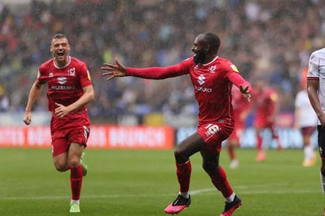 Hiram Boateng celebrates his goal at Bolton
