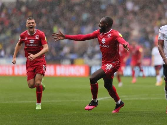 Hiram Boateng celebrates his goal at Bolton