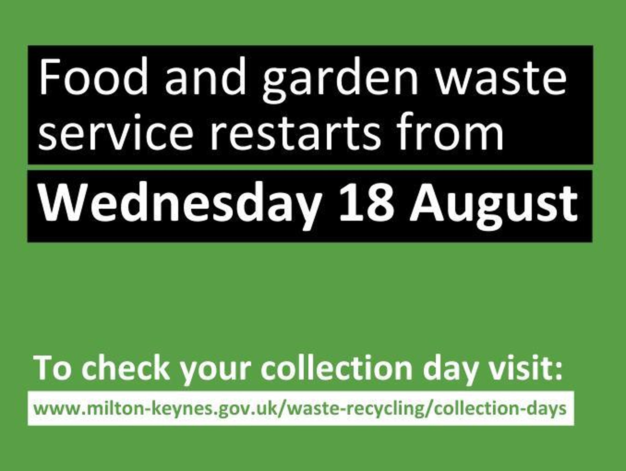 Two days until green bins are collected again in Milton Keynes Milton