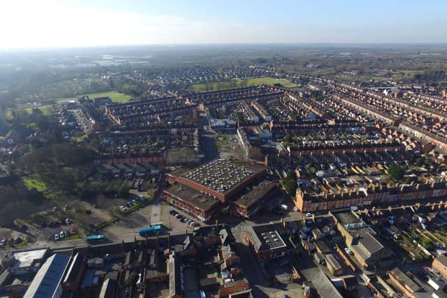 An aerial view shows how central the Agora is to the town