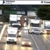 Highways England traffic cams showed the crash scene earlier this morning