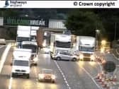 Highways England traffic cams showed the crash scene earlier this morning