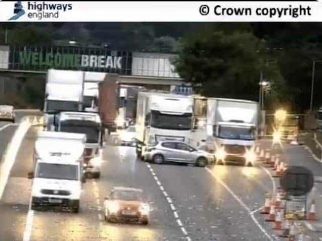 Highways England traffic cams showed the crash scene earlier this morning