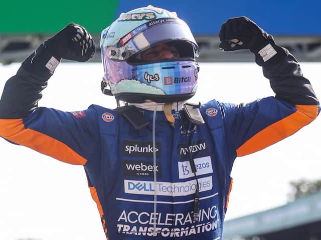 Daniel Ricciardo celebrates his victory at the Italian Grand Prix