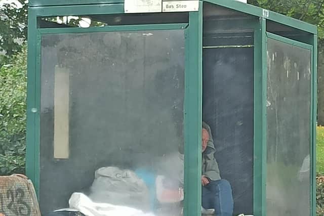 John has lived in the bus shelter for at least two years