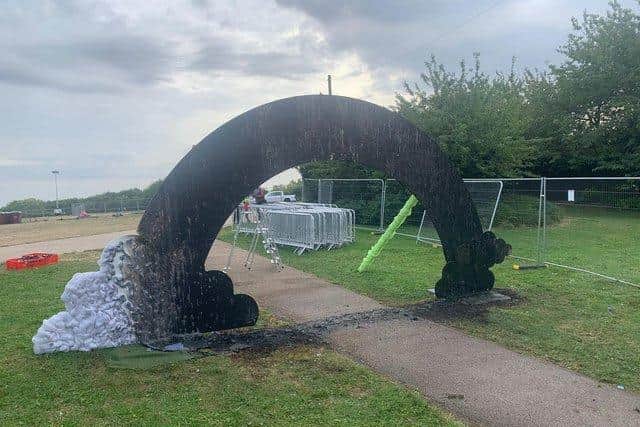 Arsonists destroyed the rainbow arch