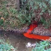 A mysterious red streak into the river near Parsons Close recreation ground last week
