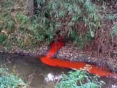 A mysterious red streak into the river near Parsons Close recreation ground last week